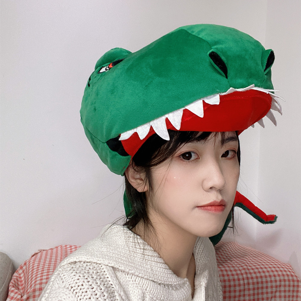 日韩ins少女心可爱搞创意毛绒恐龙头套帽子帽子