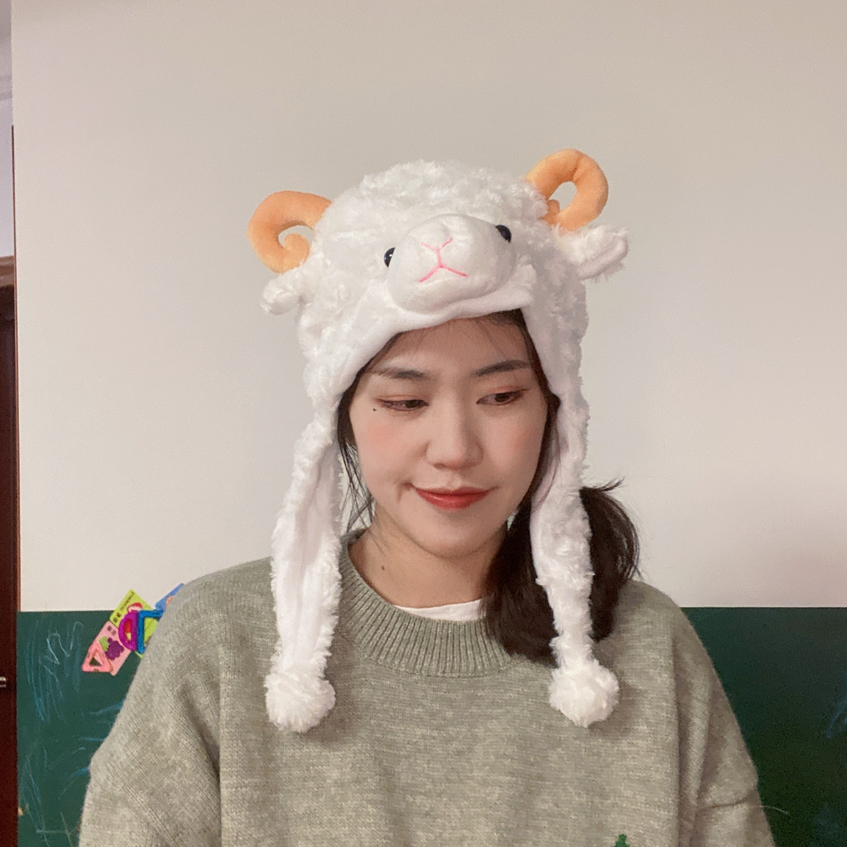 ins拍照道具可爱爱搞毛绒小绵羊头套少女帽子帽子