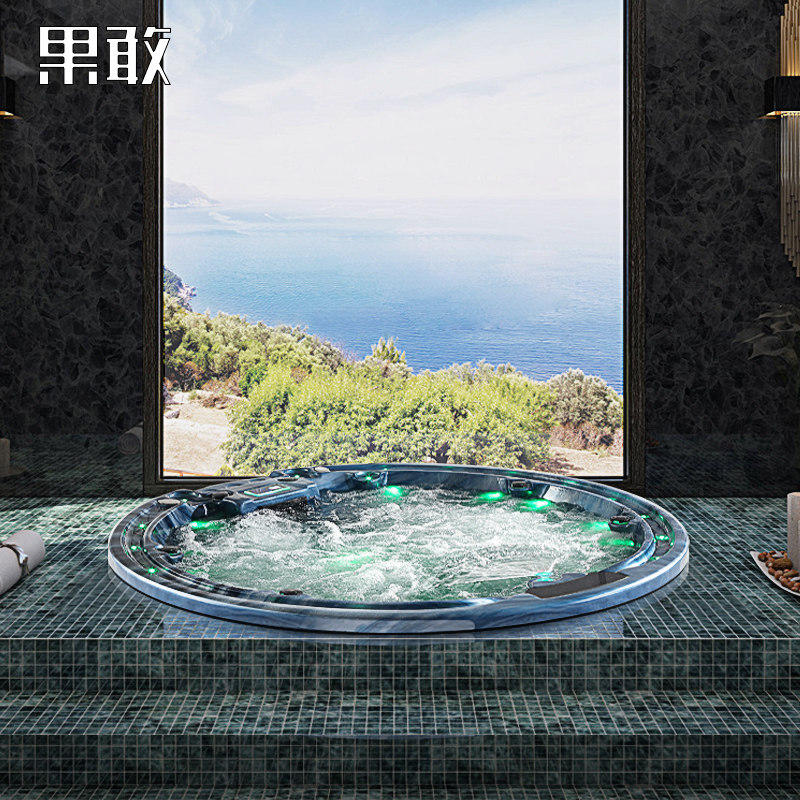 浴缸果敢别墅户外按摩天台spa恒温加热浴盆户外浴缸