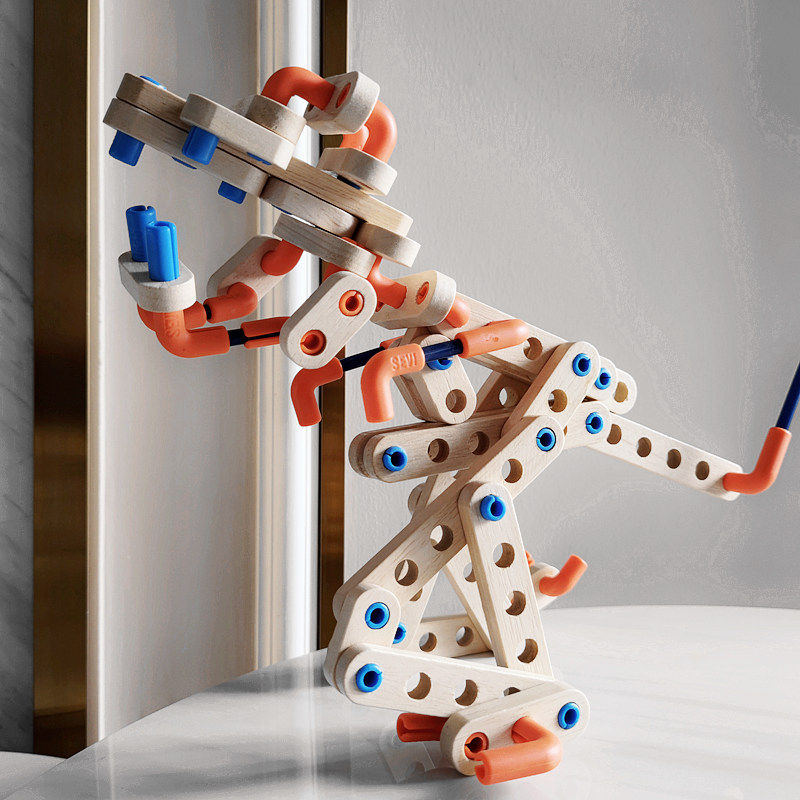 意大利儿童stem建构积木模型汽车恐龙木质拼装塑料积木
