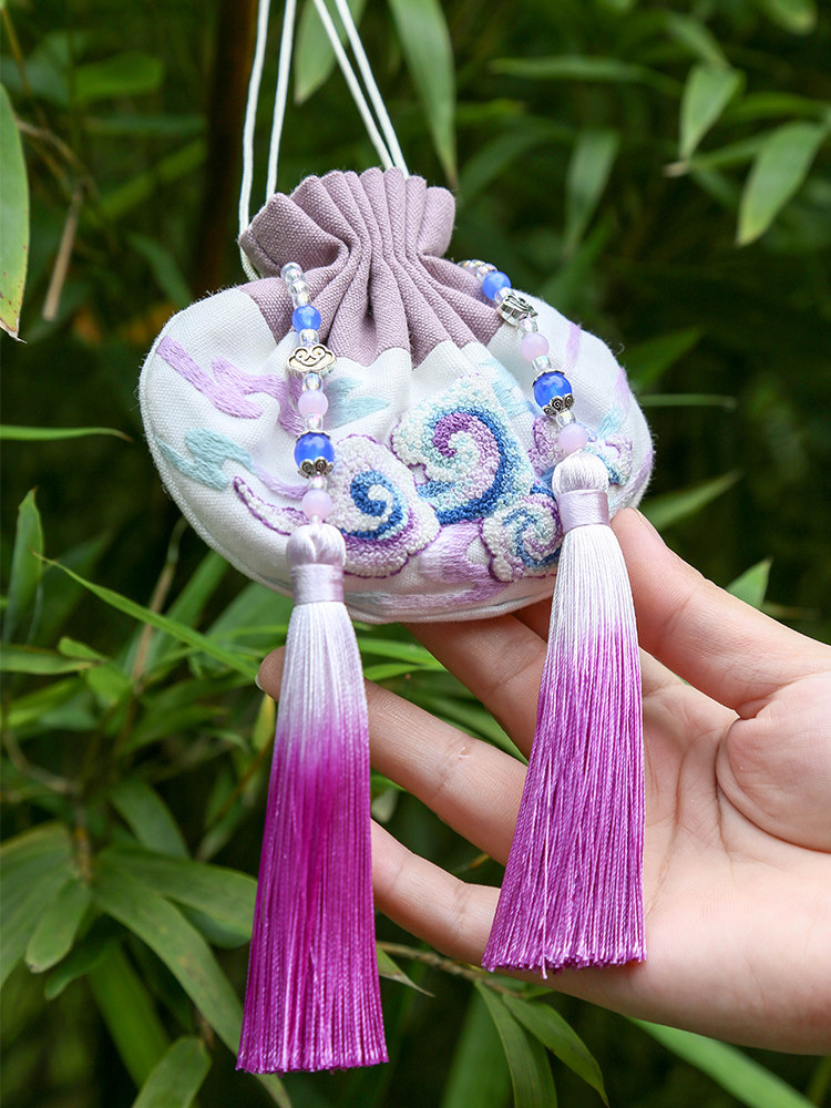 刺绣diy初学自己绣汉服古风绣花香囊包袋挂件手工刺绣荷包材料包