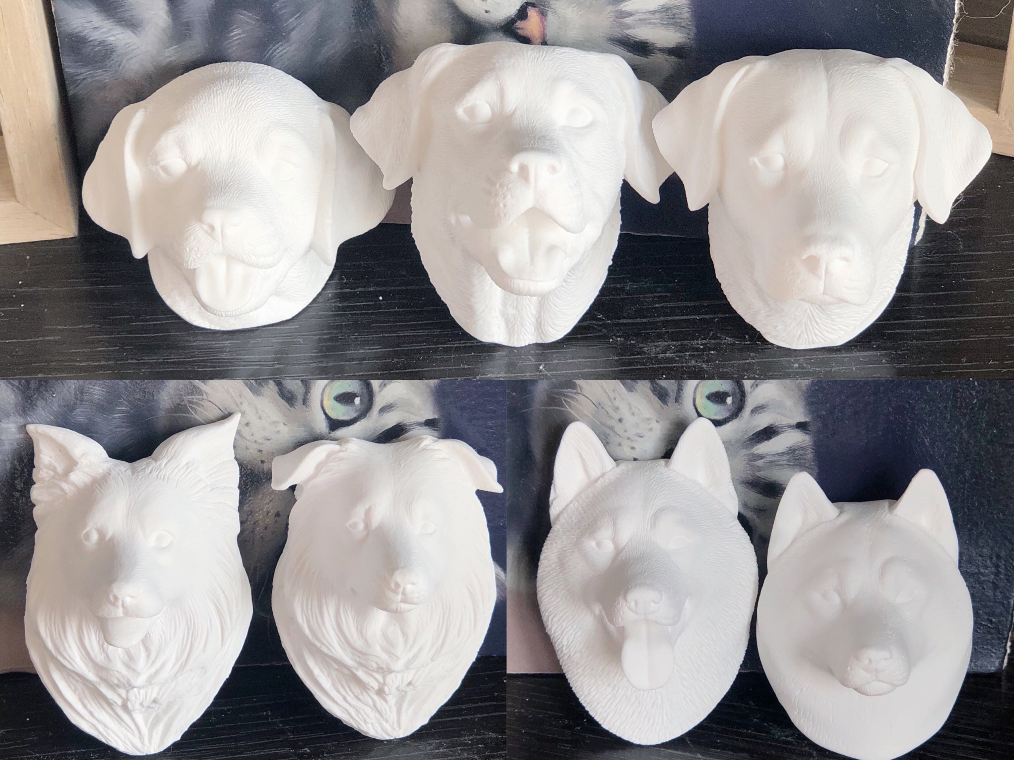 宠物头像diy石膏冰箱车载半成品涂色狗狗白模白模填色