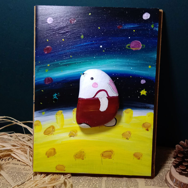 七星瓢虫石头画拼画手绘美术作品手工diy材料幼儿园特色其他手工制作