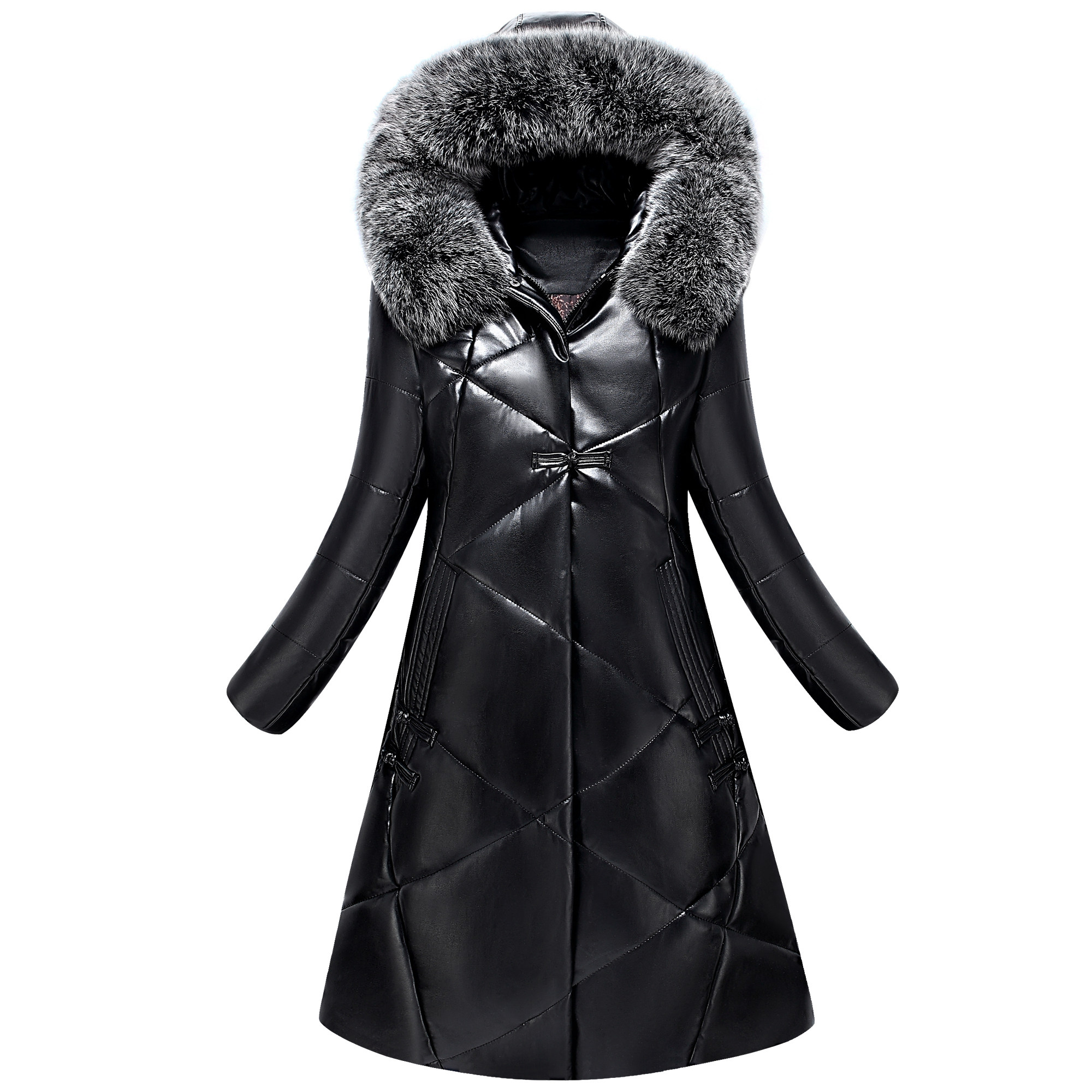 真皮羽绒服女中中长2020新款皮衣女外套加厚大码皮衣