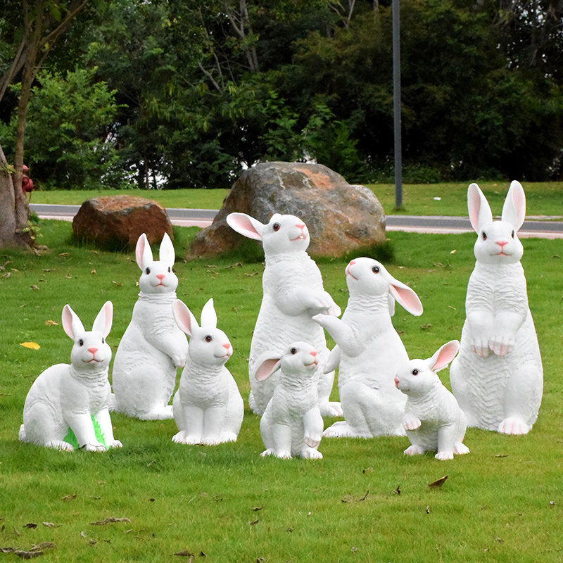 园林摆件花园庭院景观树脂动物田园摆设仿真兔子雕塑工艺品装饰品