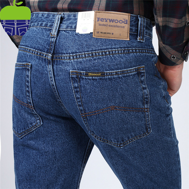 春季厚款苹果牌牛仔裤男士苹果直筒宽松爸爸装中老年高腰纯棉夏天