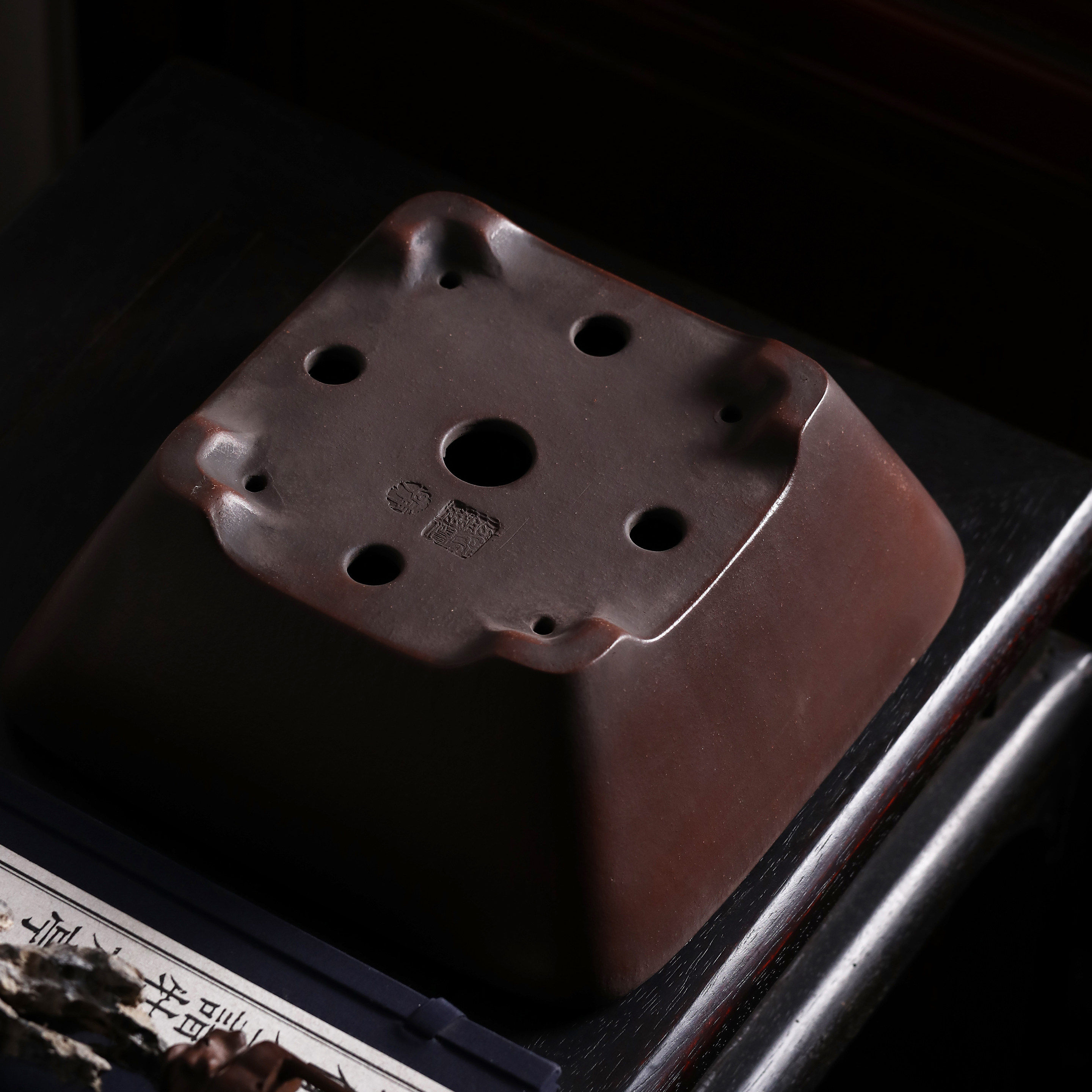 紫砂花盆陶瓷盆景名家盆朱水明盆四方花盆