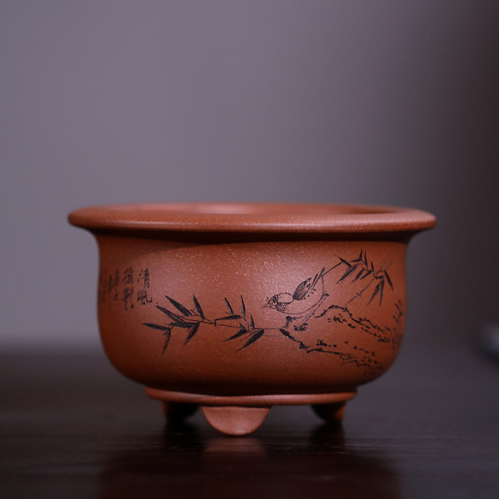 精品紫砂高档花盆唯珍盆景微型刻字觅陶乡花盆