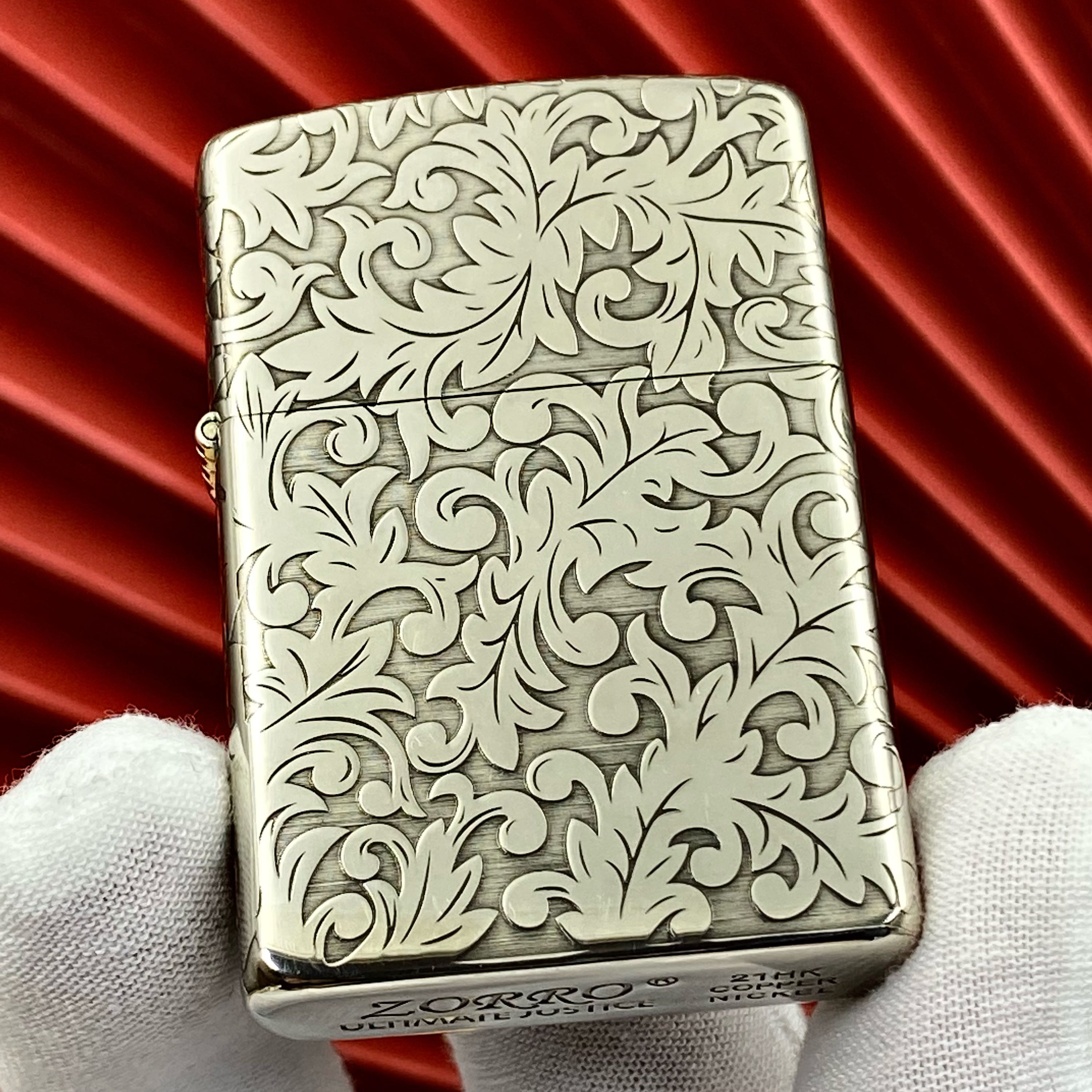 zorro佐罗白铜常规机精雕大唐唐草男士复古防风煤油打火机