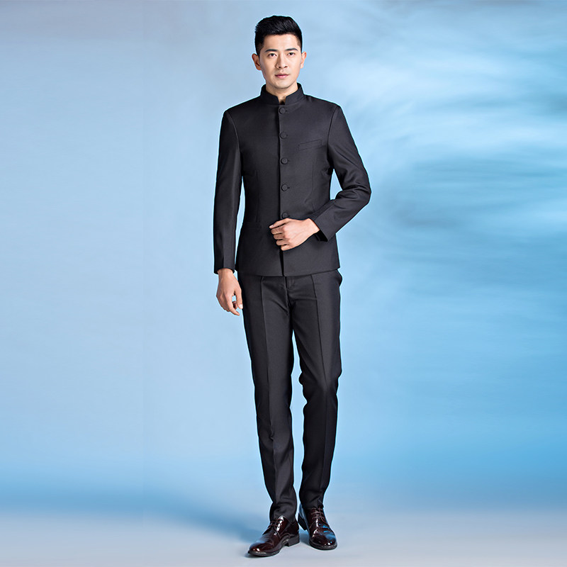 新款中山装套装立领民国风男装五四青年大合唱演出服加大码礼服男