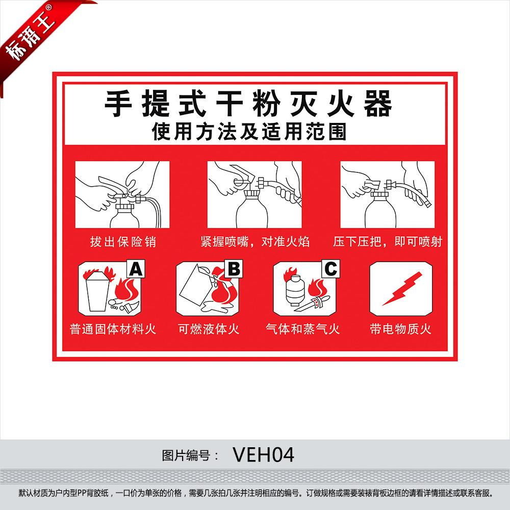 推车手提式手推干粉灭火器使用方法消火栓宣传画贴画veh写真