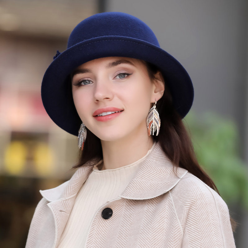 冬天女式羊毛呢子礼帽女秋冬保暖时尚气质优雅女士帽子英伦百搭潮