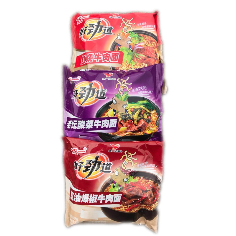统一好劲道鸡蛋方便面红烧麻辣爆椒老坛酸菜牛肉整箱100g早餐泡面