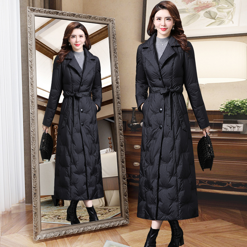 羽绒服女中长款2023年新款秋冬韩版长款过膝大码时尚收腰流行外套