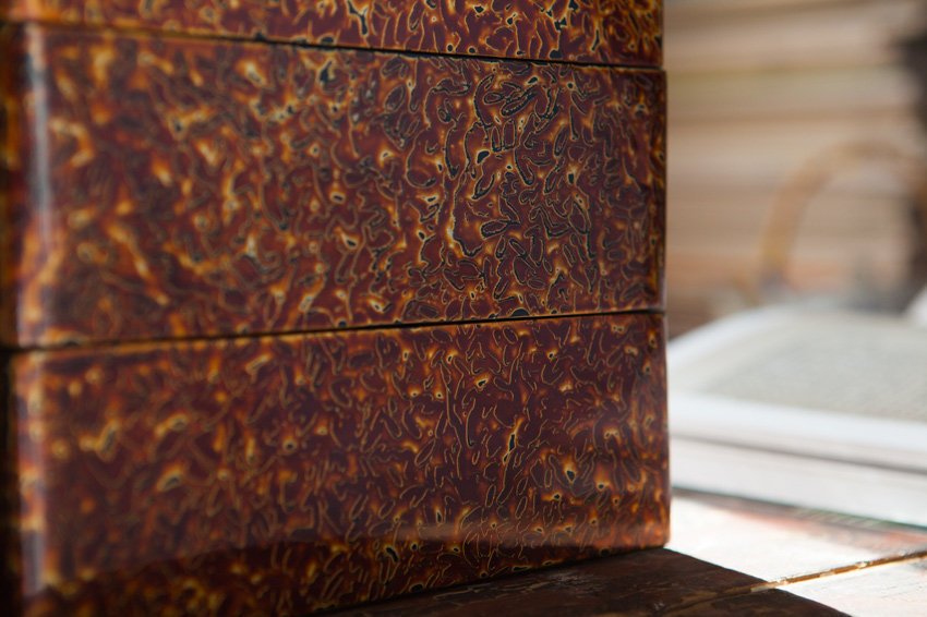 安泰福州漆器方型三层金虫纹京果漆器