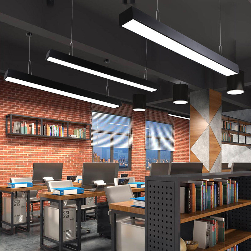 led办公室长条灯 长方形商场超市健身房网吧条形吊灯方通照明灯具