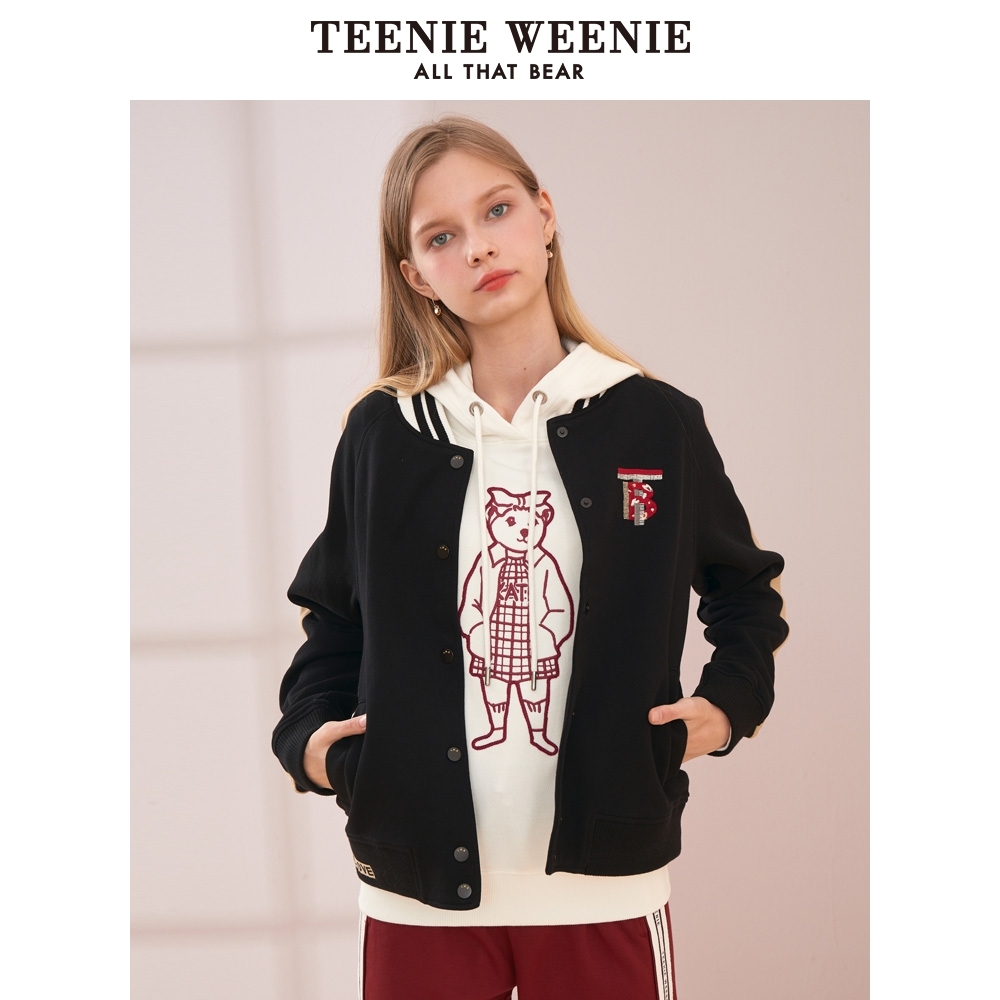 teenieweenie小熊冬季新款女装英文字母卫衣棒球服式