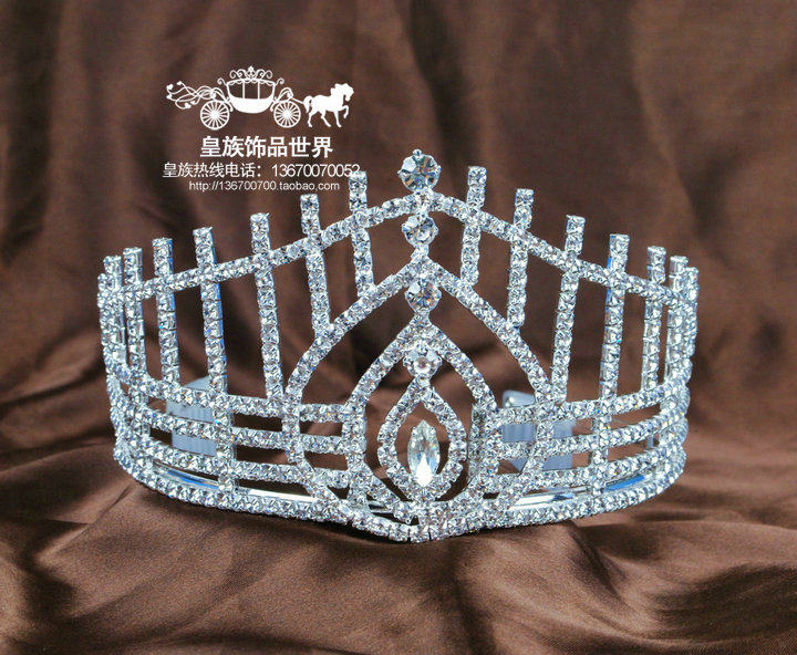 皇族香港小姐选美大中小皇冠水晶权杖新娘皇冠发发饰