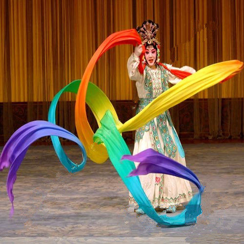 李玉刚飞天舞舞蹈长绸子七彩彩带飘带舞蹈彩绸敦煌水袖舞包邮