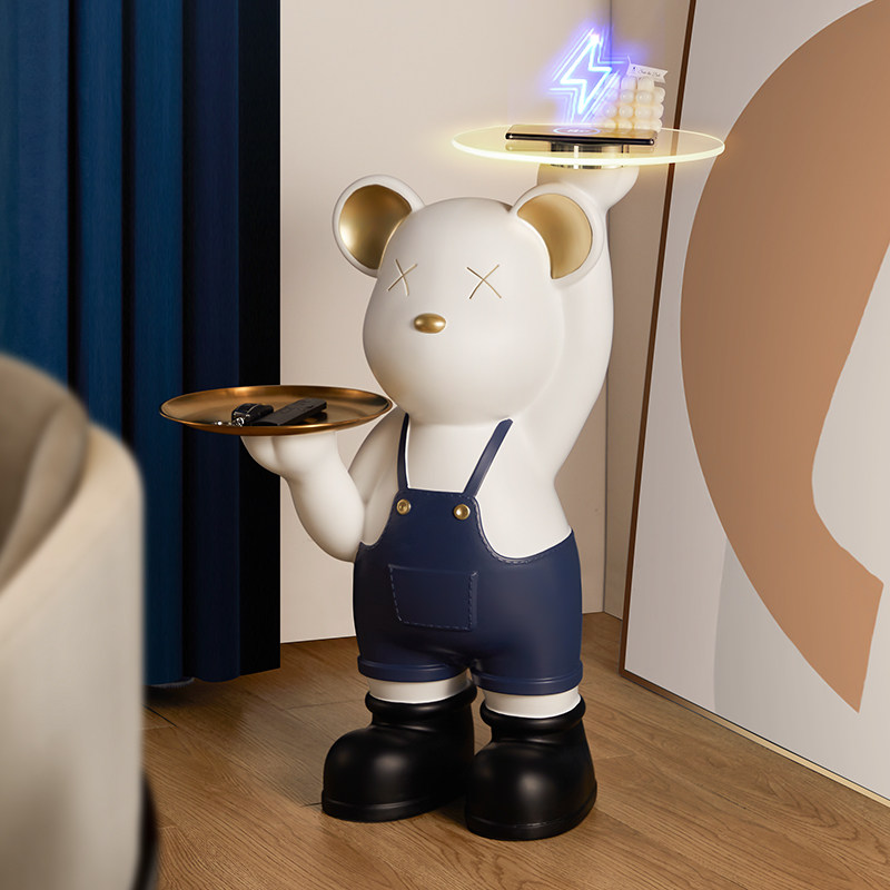 暴力熊电视柜沙发客厅托盘置物大型落地熊大型网红摆件