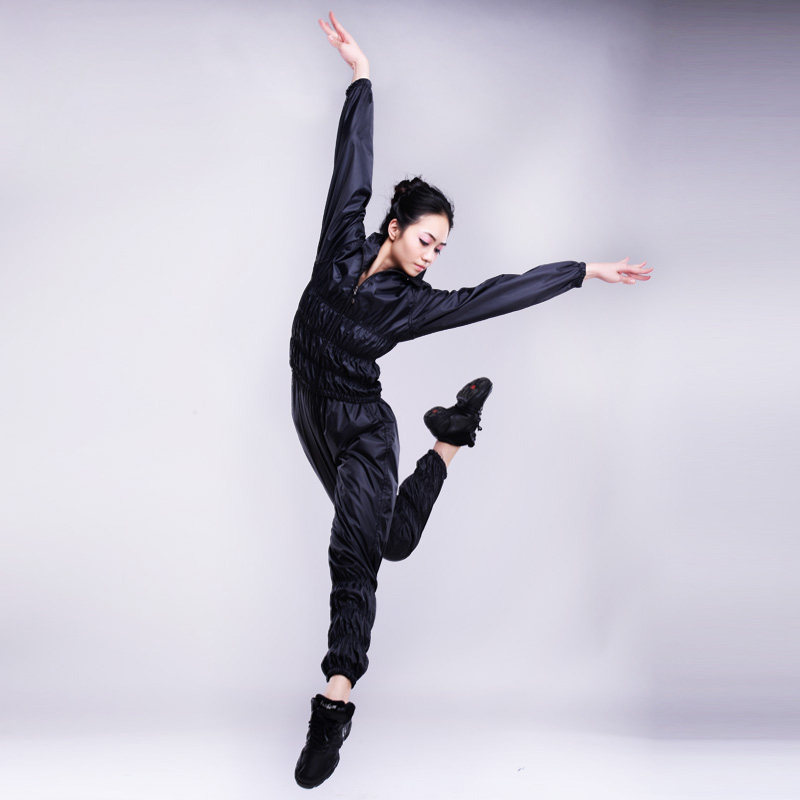 发汗红舞鞋套装加网女出汗桑拿高温瑜伽运动健美操上装