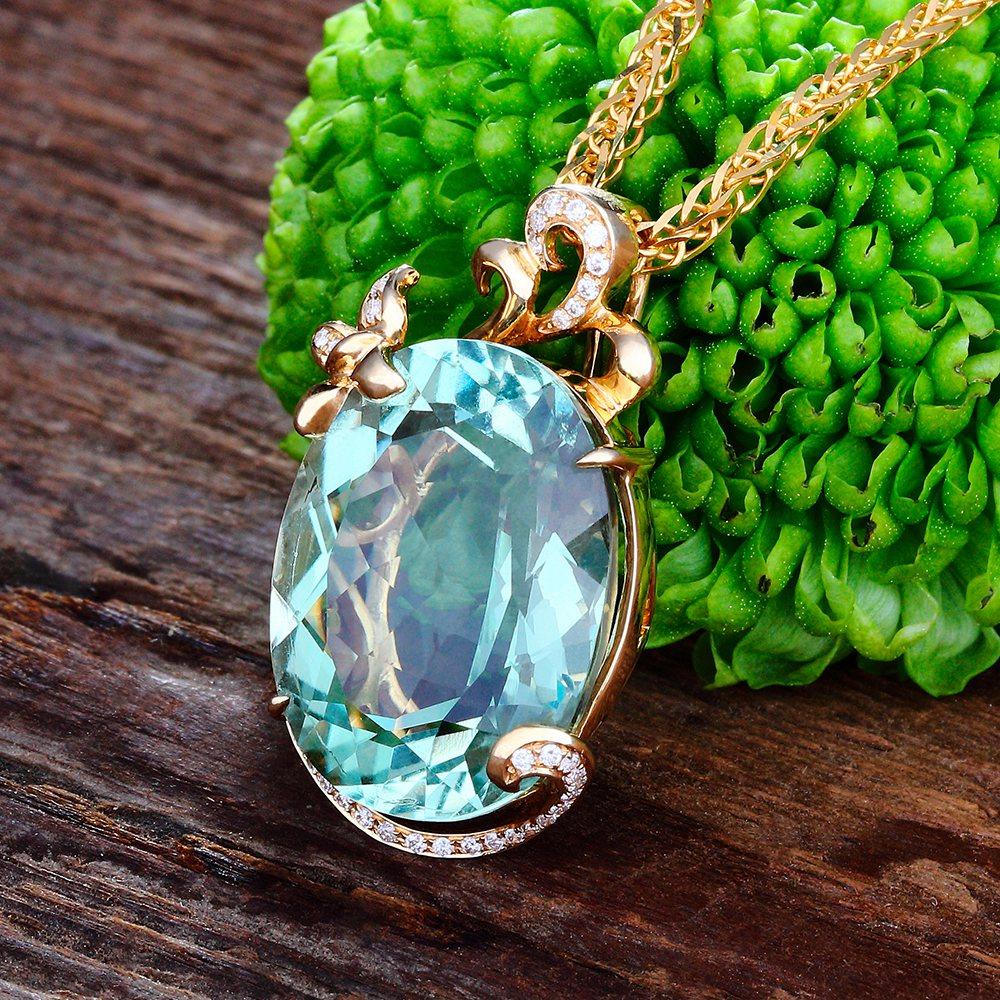 萨维娅saweiya天然绿水水晶吊坠项链9k18k彩宝绿宝石颈饰