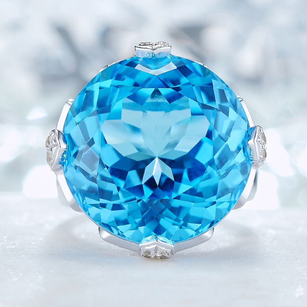 萨维娅saweiya30克拉天然托帕石克拉戒指9k18k彩宝手饰