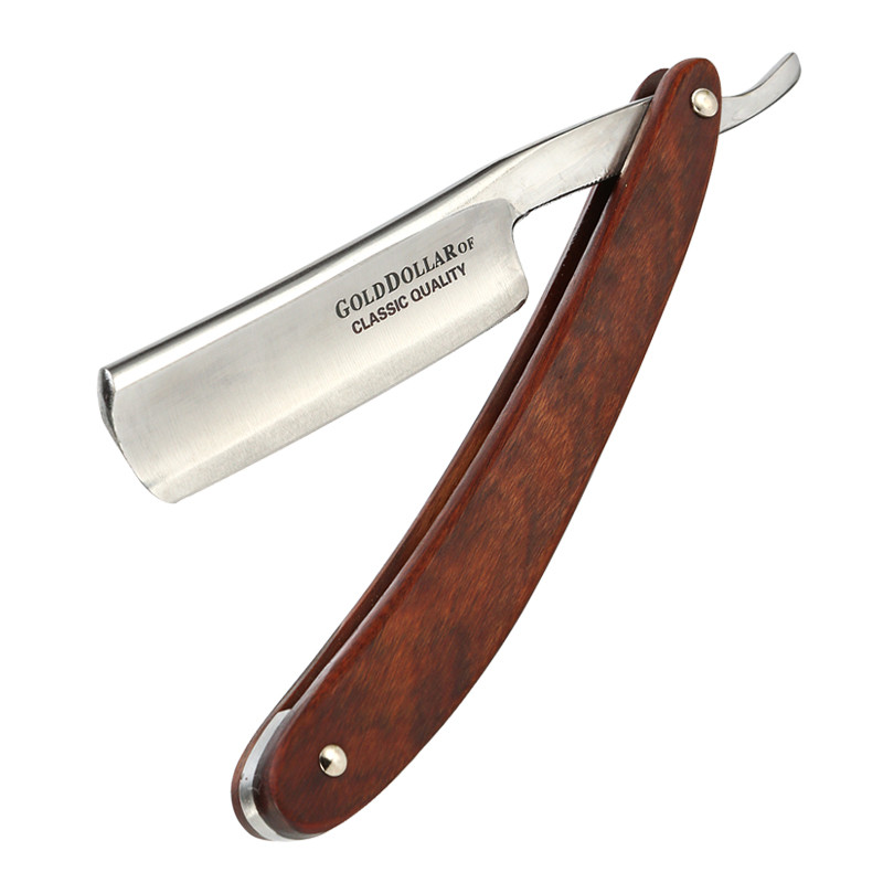 金元复古老式剃须刀木柄手动可磨刮胡刀理发剃刀剃须刀