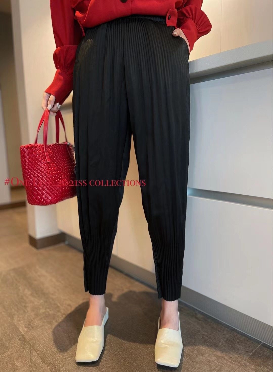 小脚裤子灯笼裤灯笼百褶松显宽松时尚萝卜裤女休闲裤