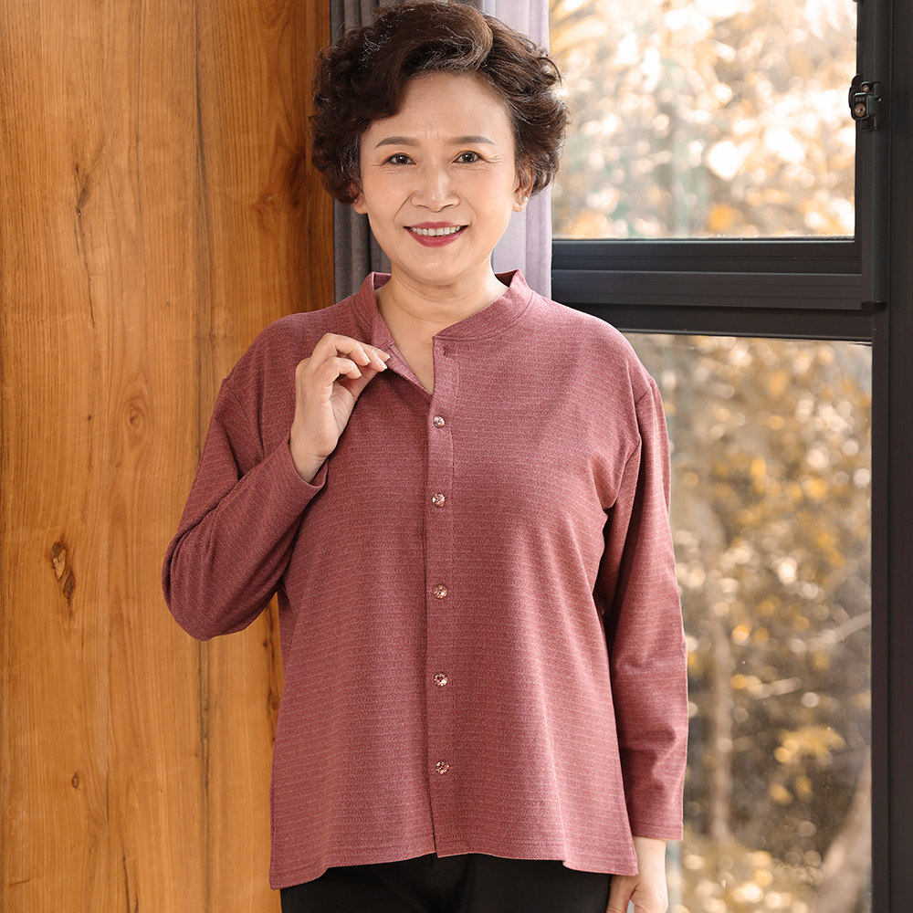 开衫奶奶妈妈宽松人大老年人老年磨毛开襟秋衣保暖上装