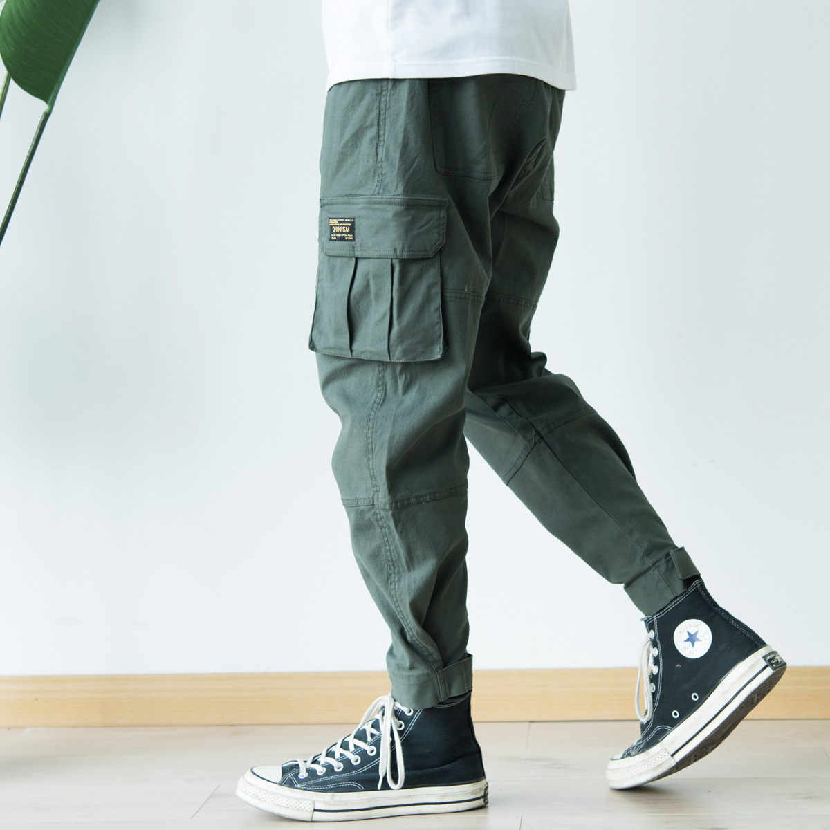 原创潮牌多口口袋宽松直筒工装裤男余文余文乐休闲裤