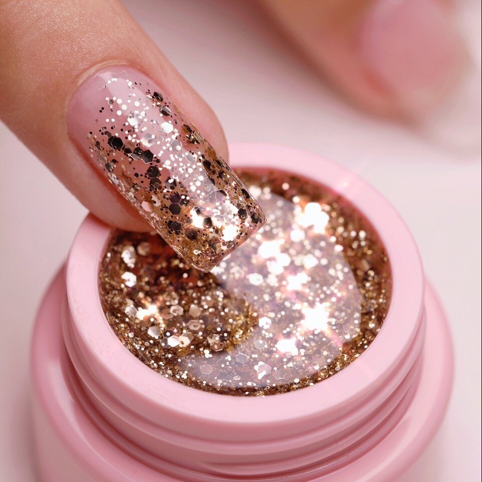 网红爆款矿彩亮片甲油胶美甲店专用光疗胶持久镭射超闪钻石甲油胶