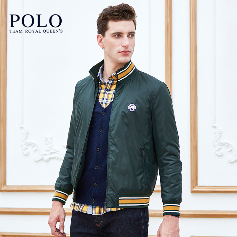 皇家保罗专柜新品秋冬男士立领棉服时尚棒球领夹克外套运动潮