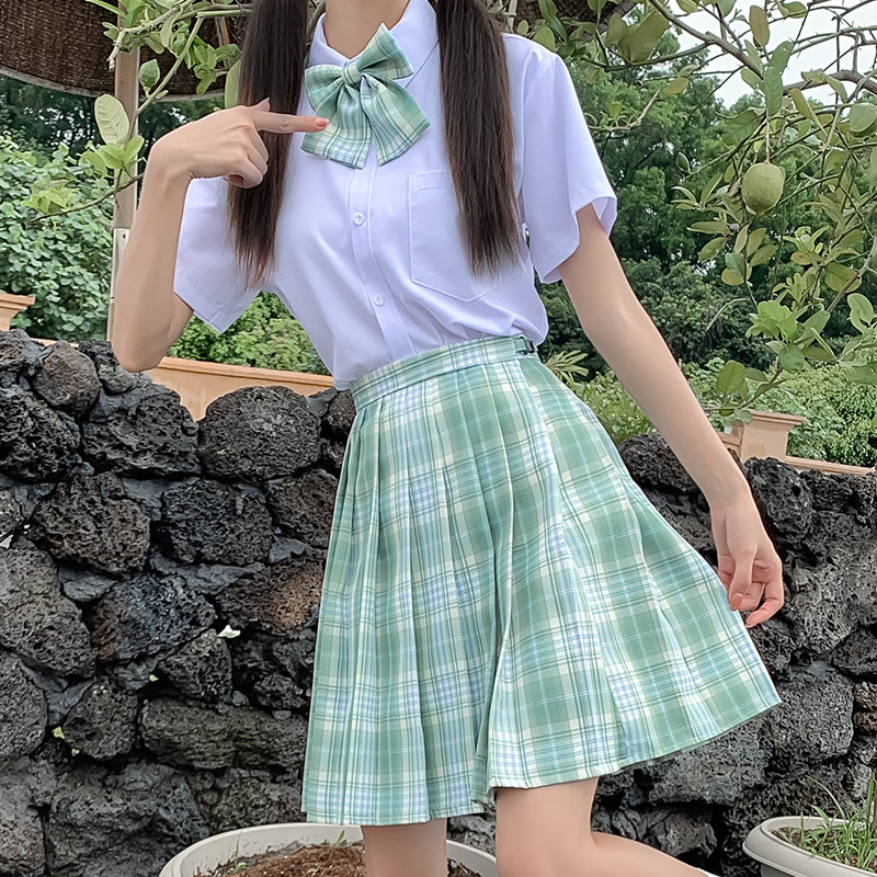 实拍805雪松jk格裙制服日系百褶裙校供感学生校服半身裙套装裙