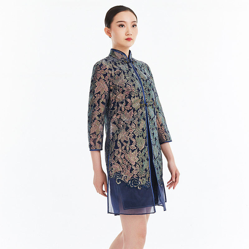 木真了旗袍外搭夏装新品中国风蕾丝薄款风衣提花女外搭0121