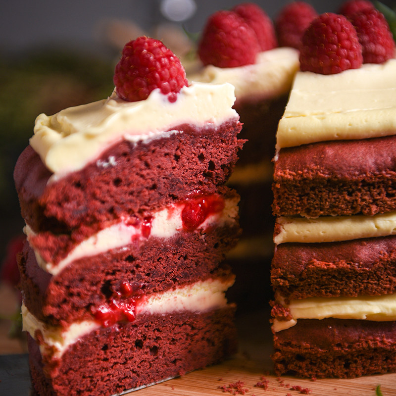 树莓丝绒芝士乳酪夹心动物奶油生日蛋糕meetown美糖西式糕点