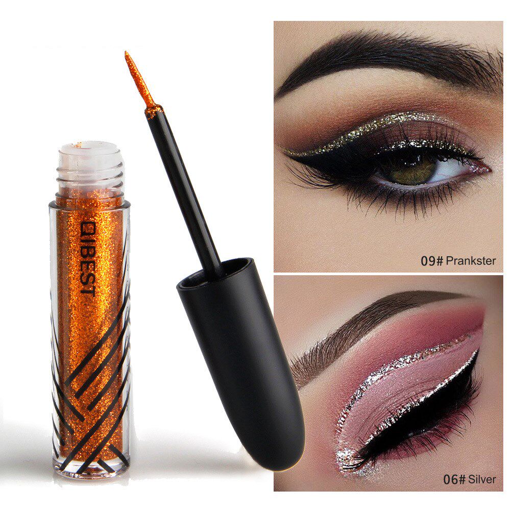 眼线欧美妆爆亮晶晶金色银色亮片闪粉眼线