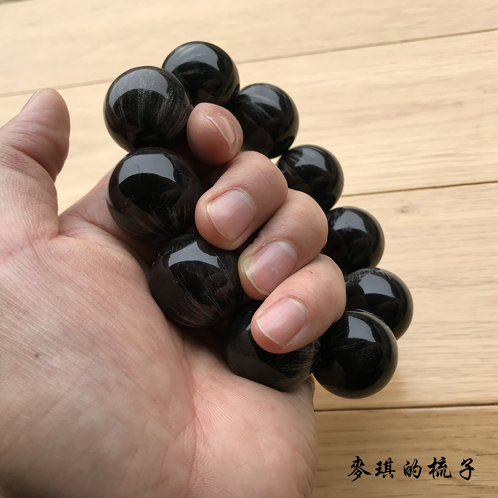 牛角手串十年以上天然黑水珠子手链手串