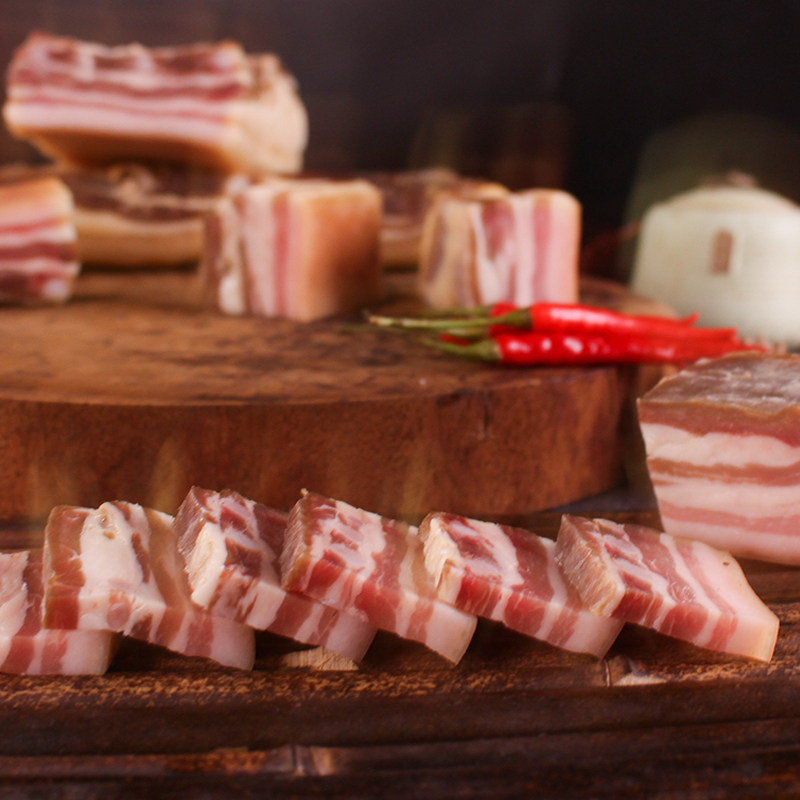 安徽咸肉农家自制风干土猪腊肉腌肉特产五花肉腊肉500g徽州刀板香