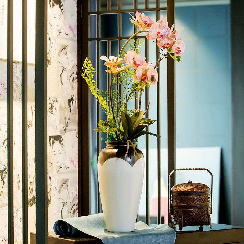 新中式蝴蝶兰仿真花假花客厅摆设装饰花室内餐桌茶几花艺盆栽摆件