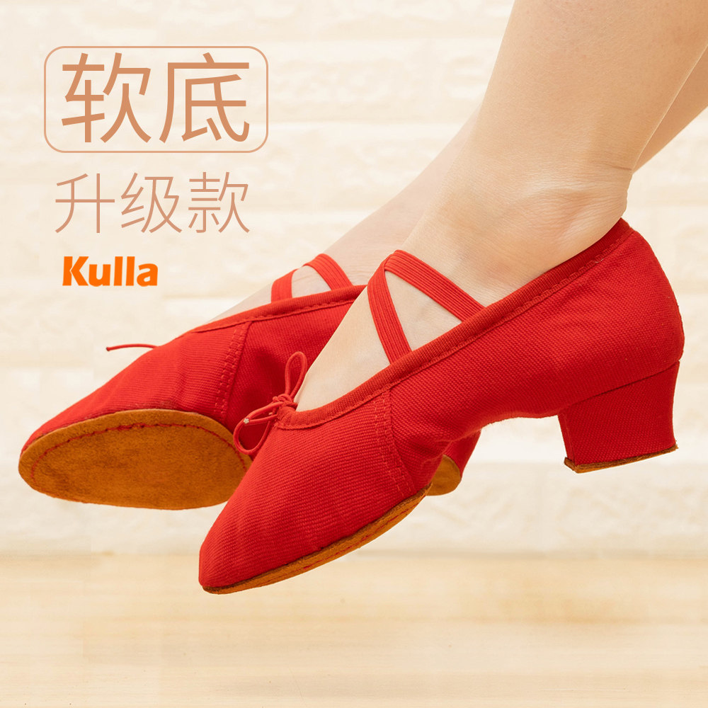 带跟舞蹈鞋女软练功成人民族舞教师肚皮舞鞋女式芭蕾舞鞋