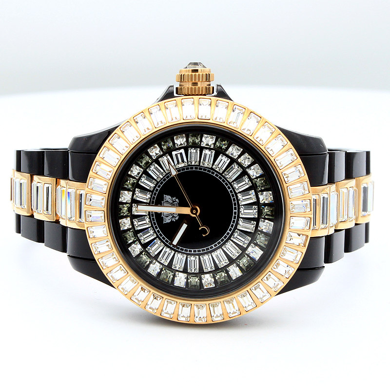 官方正品全新现货chouette腕表白黑水钻玫瑰金时尚国产腕表