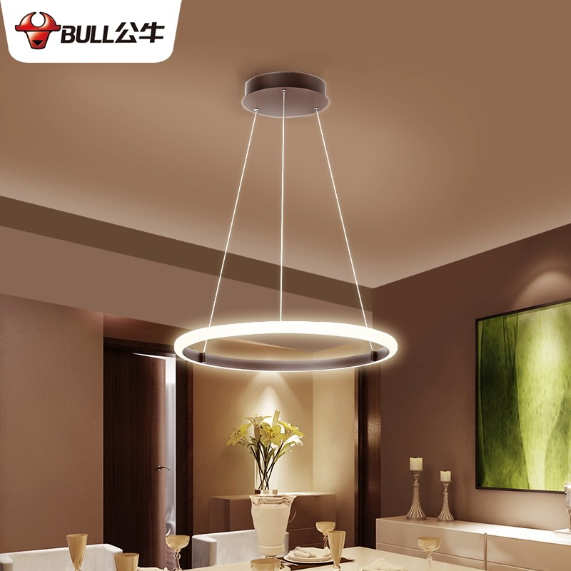 公牛客厅吊灯现代简约圆环形网红灯饰轻奢新款创意餐厅灯具北欧
