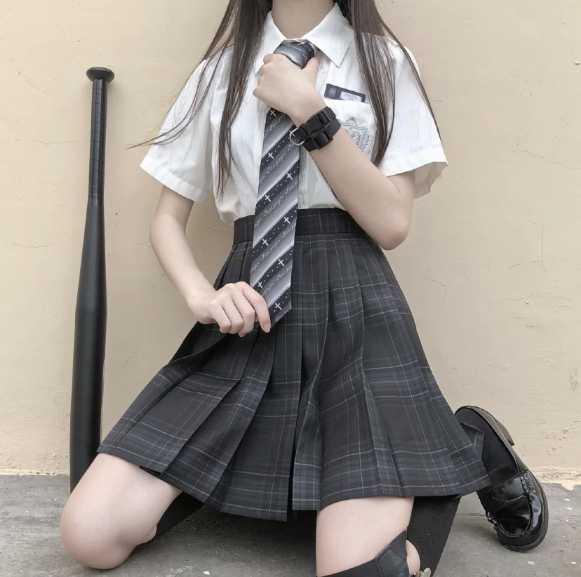 制服中牌馆碳灰桃苏打jk百褶裙正版学生校服