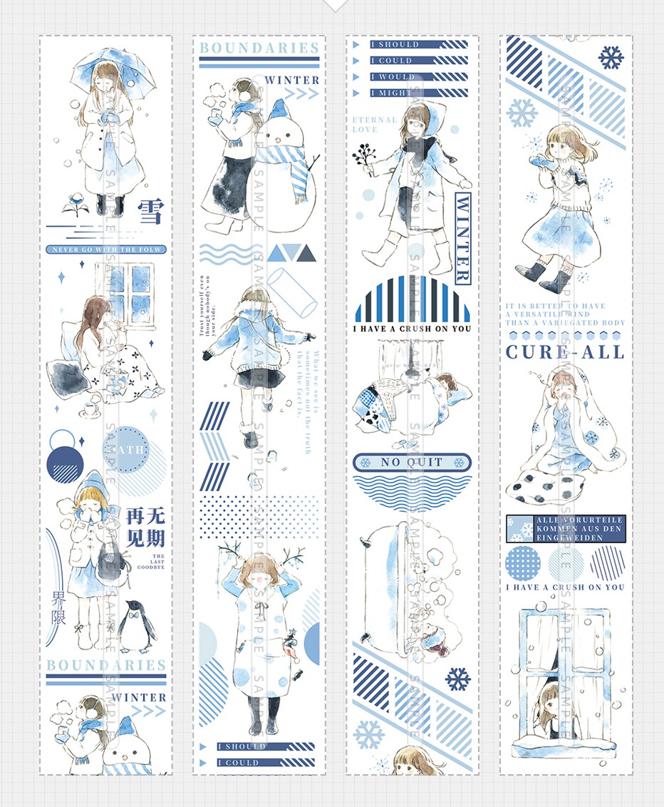 白墨款手人物清新盐系pet胶带自己doris魔法和纸胶带