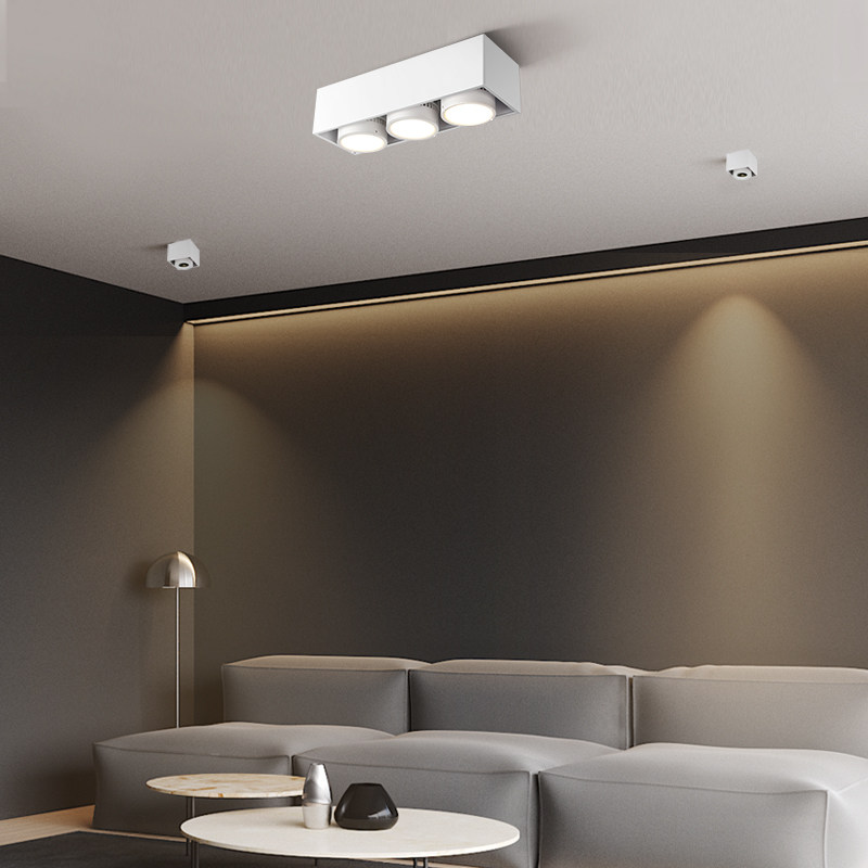 可圣照明led三头筒灯超薄明装极简无主客厅筒灯