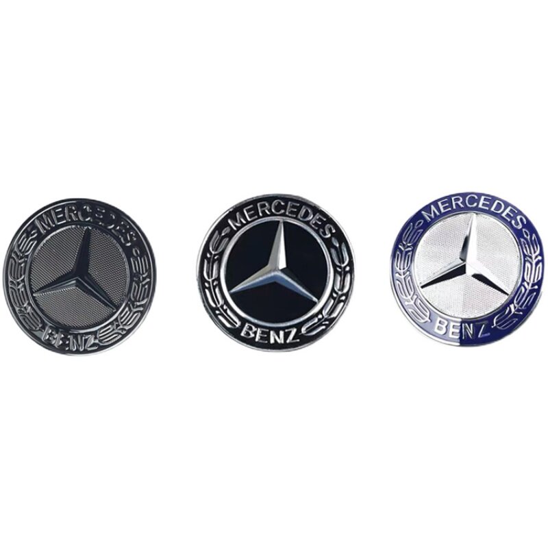 适用奔驰级机中网小标e300c260ls400l改装黑色水箱车标汽车车标