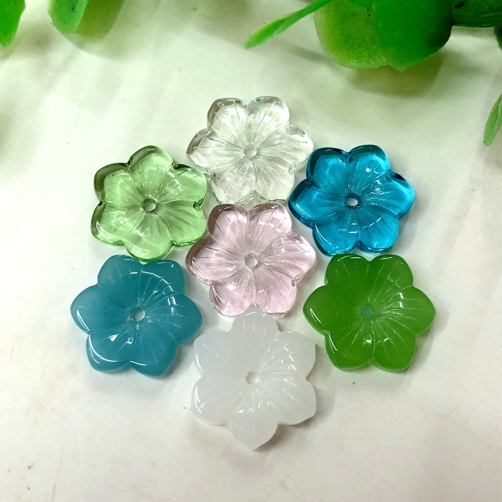 10个装15mm水晶捷克琉璃玻璃花仿樱花diy手工其他diy饰品配件
