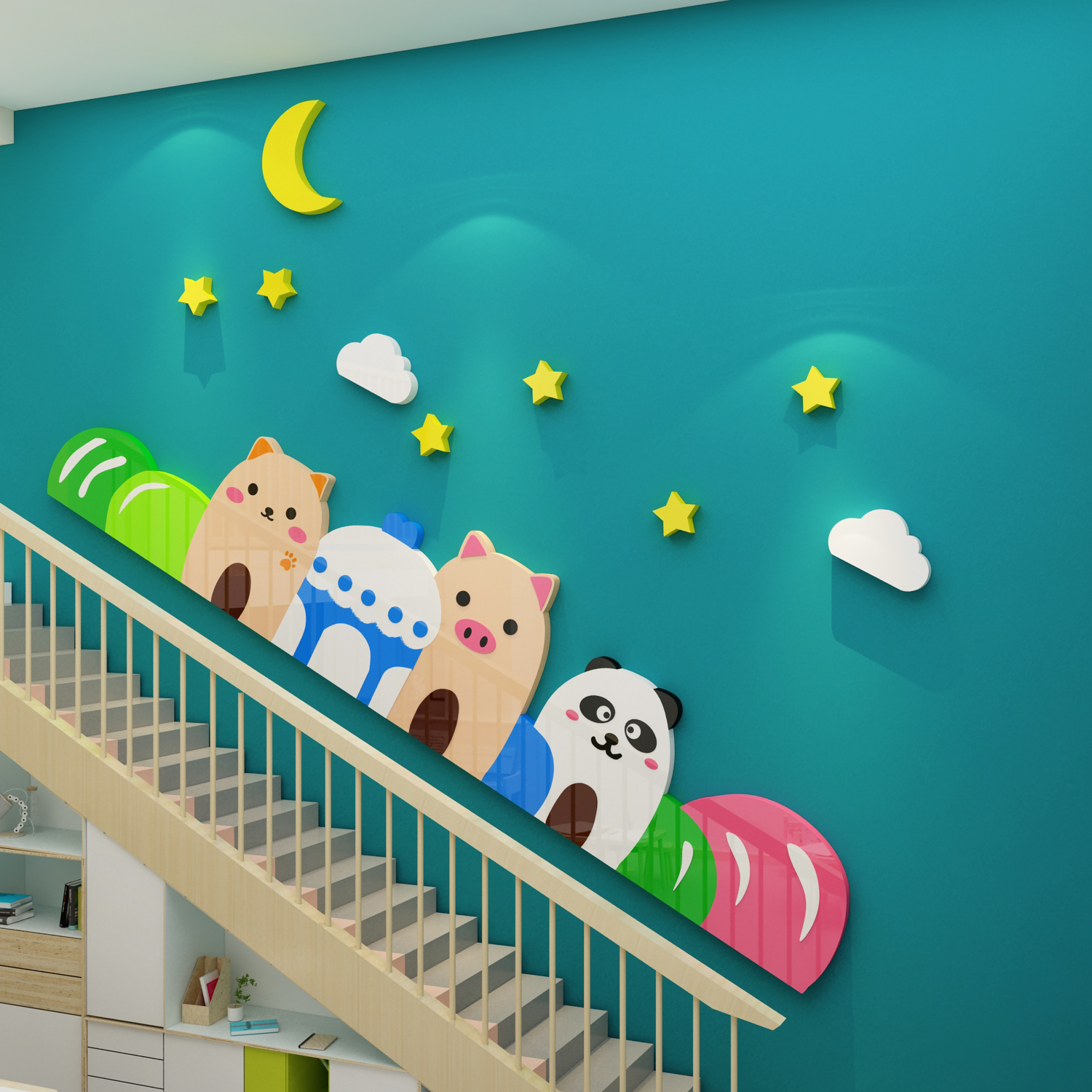 幼儿园墙面装饰环境材料布置文化托管班画教室墙贴