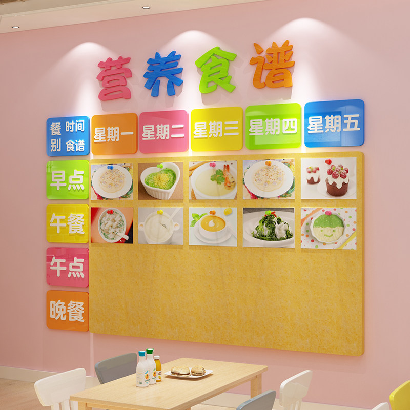 毛毡宝宝食谱展示幼儿园墙面装饰小学创意文化墙贴